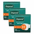 Depend Incontinence Protection with Tabs, 35 in. to 49 in. Waist, 48PK 35458